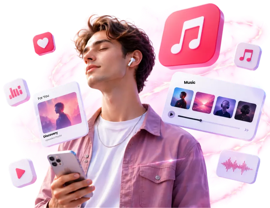 Парень слушает Apple Music — заряд новой подписки